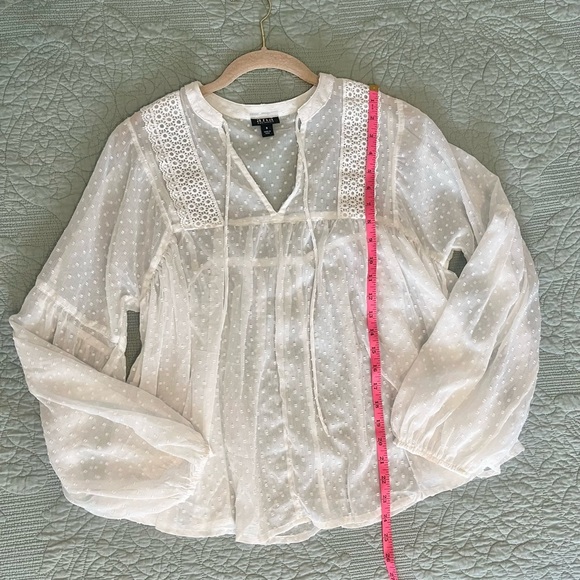 A.N.A Sheer White Drop Sleeve Bohemian Long Sleeve Blouse Size Small - Picture 4 of 5